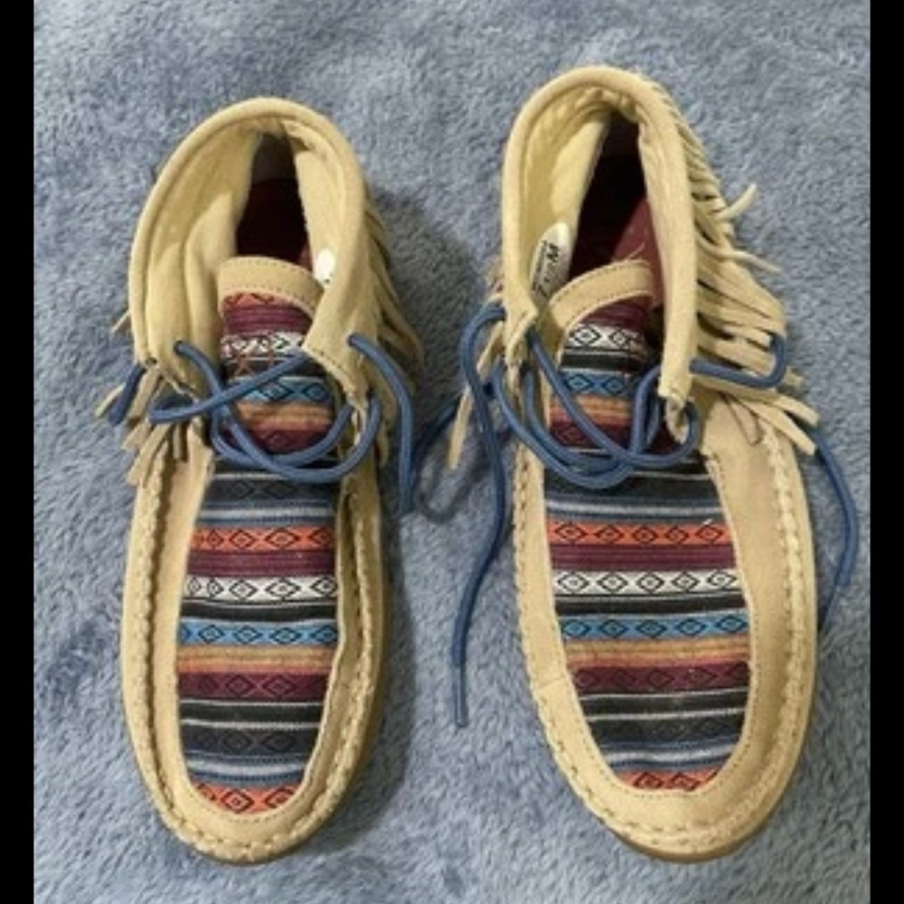 Twisted X Size 7 1/2 WDM0064 Womens Brown Leather Fringe Moccasins Bootie